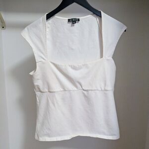 J.CREW Top Women Medium Square Neck Cap-Sleeve white size L